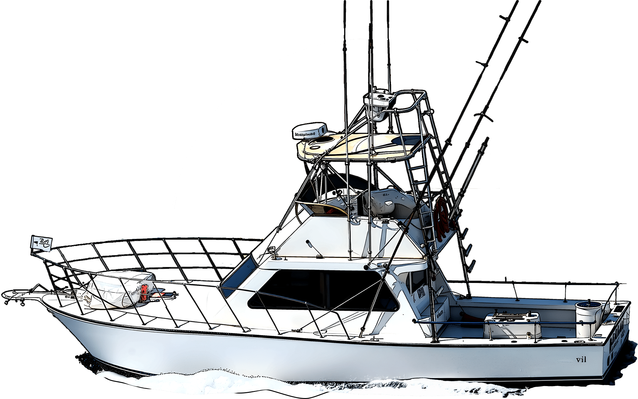 Heavy Hitter Charters boat drawing full service deep sea fishing boat in Panama City Beach Florida